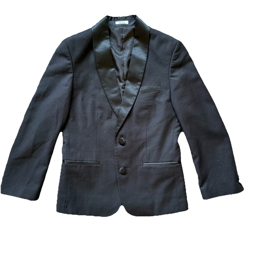 Boys Size 8 Black Calvin Klein Double Breasted Tuxedo Jacket Wedding Ring Bearer